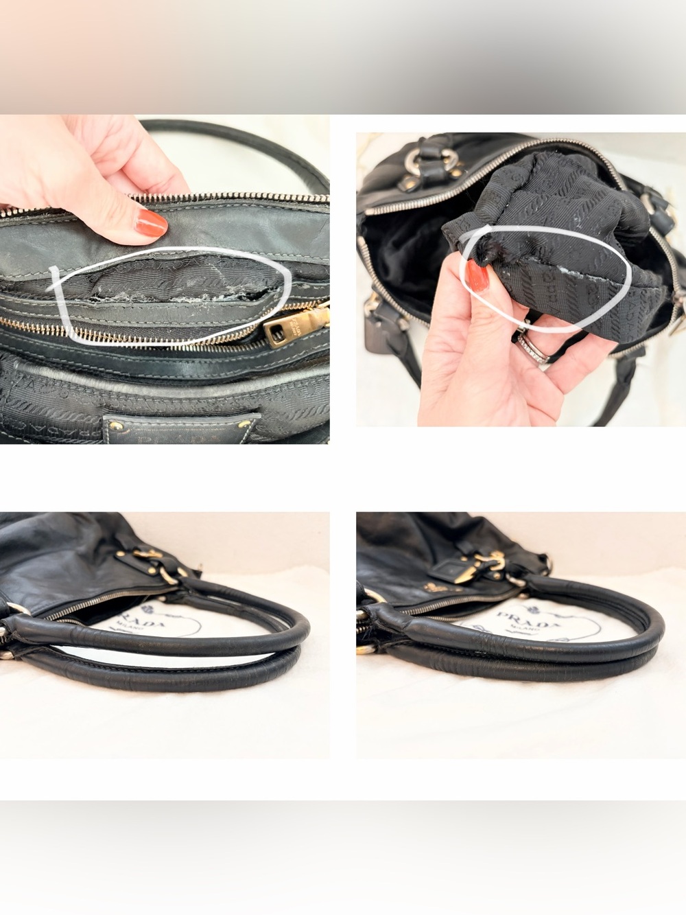 Authentic Prada Vintage Soft Calf Nero Black Leather Satchel - Picture 10 of 16
